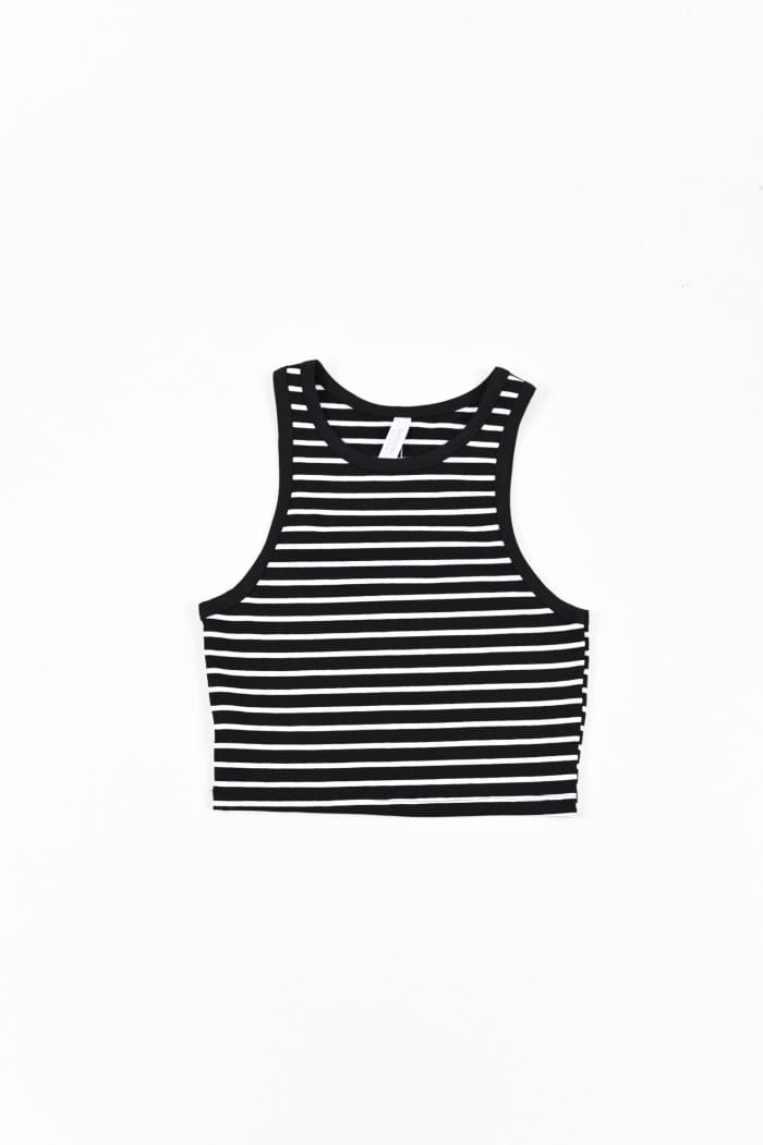 MUSCULOSA CROP RAYAS CORTE AMERICANO - Imagen 1