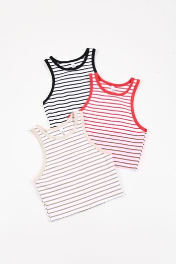 MUSCULOSA CROP RAYAS CORTE AMERICANO - Imagen 2
