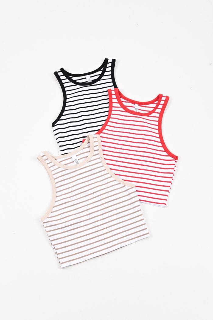 MUSCULOSA CROP RAYAS CORTE AMERICANO - Imagen 2