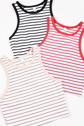 MUSCULOSA CROP RAYAS CORTE AMERICANO - Imagen 3