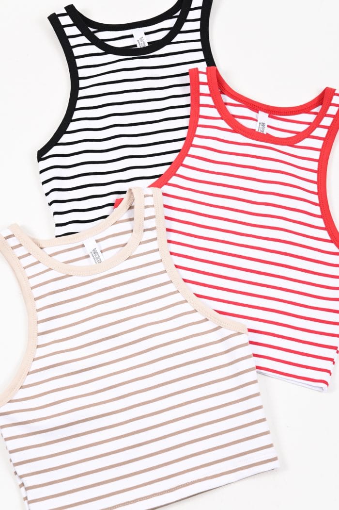 MUSCULOSA CROP RAYAS CORTE AMERICANO - Imagen 3