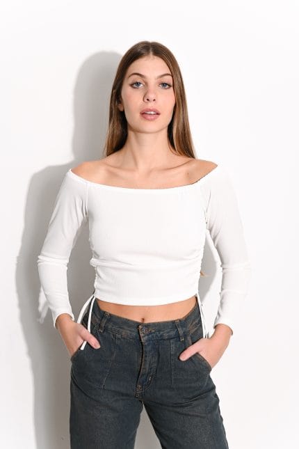 TOP RIBB OFF SHOULDER - Imagen 2