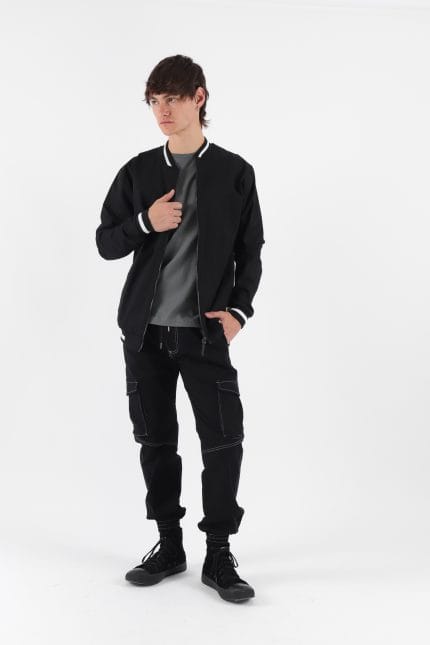 CAMPERA BOMBER CUELLO TEJIDO - Imagen 8