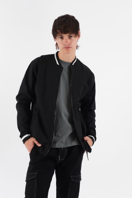 CAMPERA BOMBER CUELLO TEJIDO