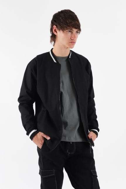 CAMPERA BOMBER CUELLO TEJIDO - Imagen 6