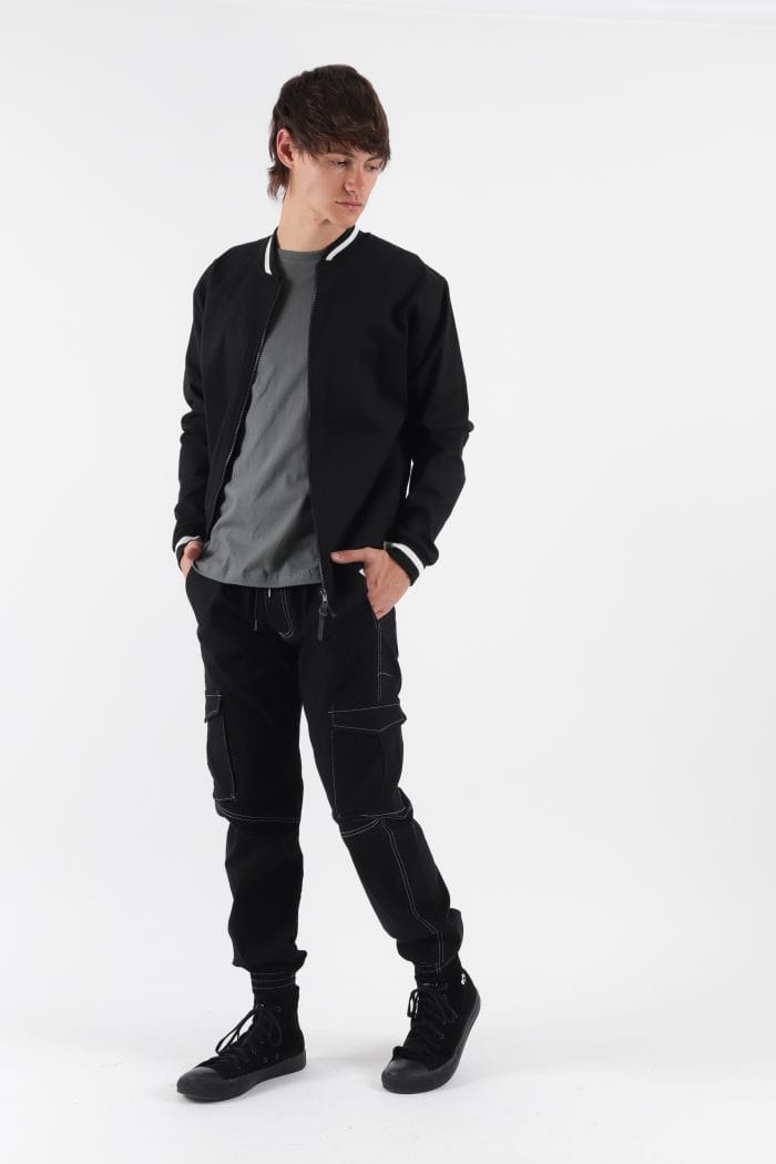 CAMPERA BOMBER CUELLO TEJIDO - Imagen 5
