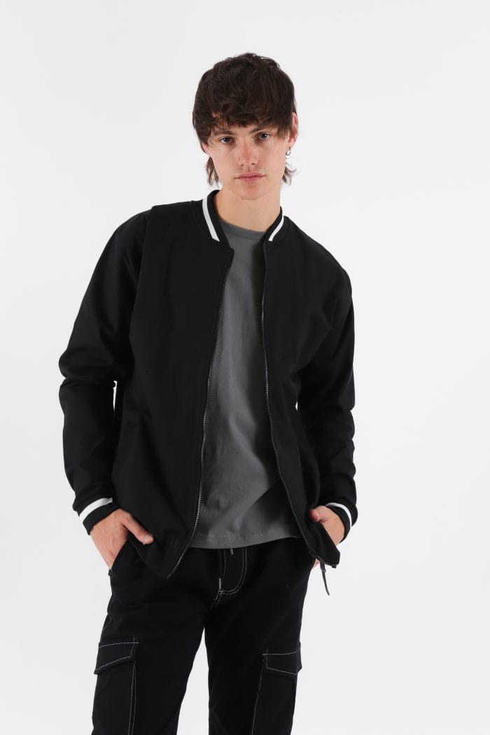 CAMPERA BOMBER CUELLO TEJIDO - Imagen 1